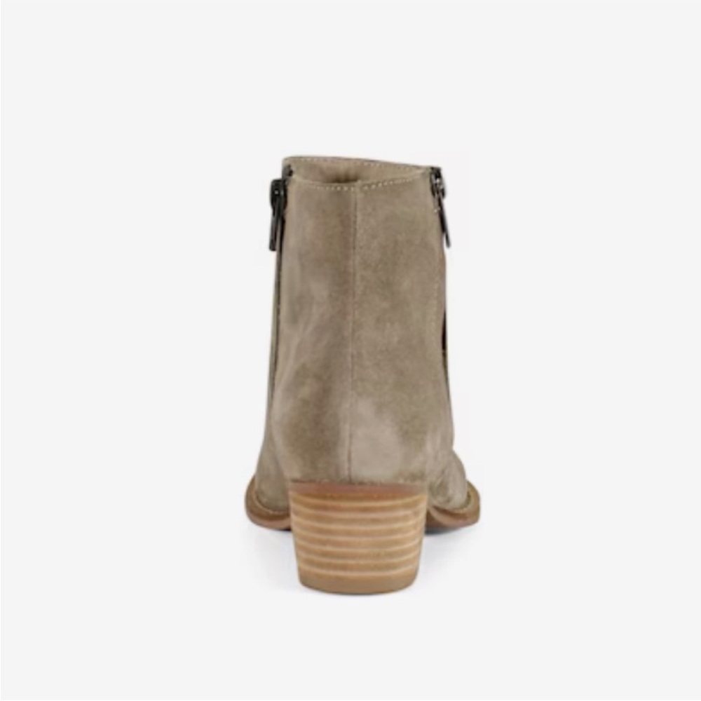 Diba True Tan Suede Leather Star Line Ankle Bootie Double Side Zippers Size 8.5 - Picture 13 of 16